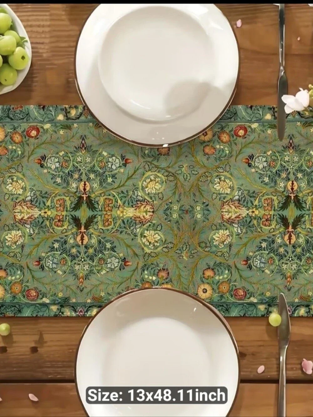 New Elegant Green Floral Table Runner -1489-349